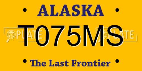 T075MS Alaska License Plate