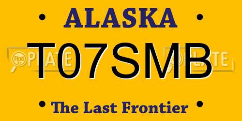 T07SMB Alaska License Plate