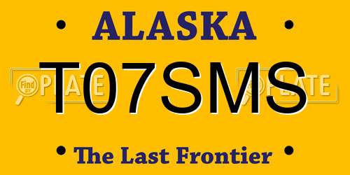 T07SMS Alaska License Plate