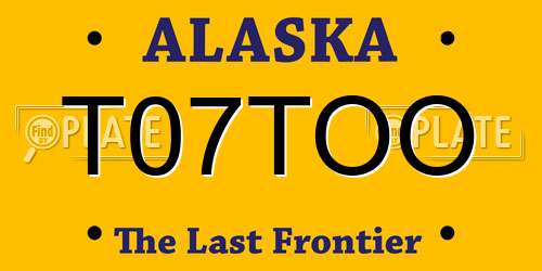 T07TOO Alaska License Plate
