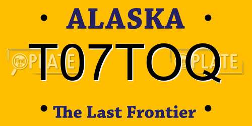 T07TOQ Alaska License Plate