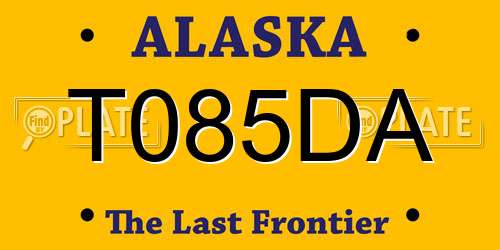 T085DA Alaska License Plate