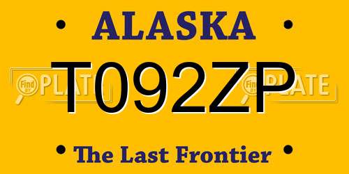 T092ZP Alaska License Plate