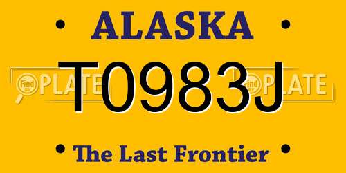 T0983J Alaska License Plate