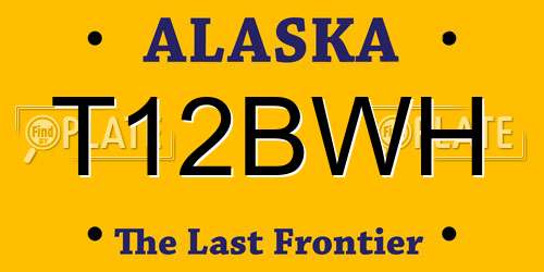 T12BWH Alaska License Plate