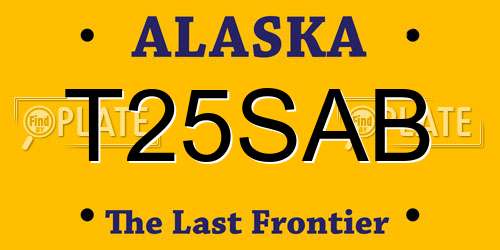 T25SAB Alaska License Plate