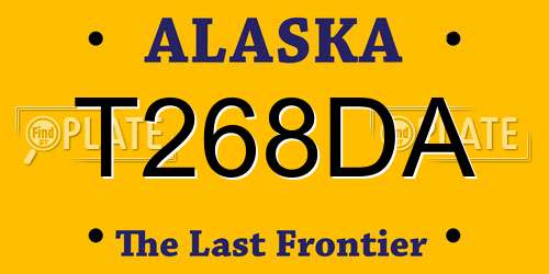 T268DA Alaska License Plate