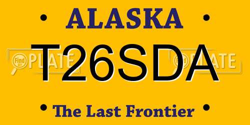 T26SDA Alaska License Plate