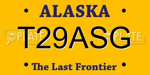 T29ASG Alaska License Plate