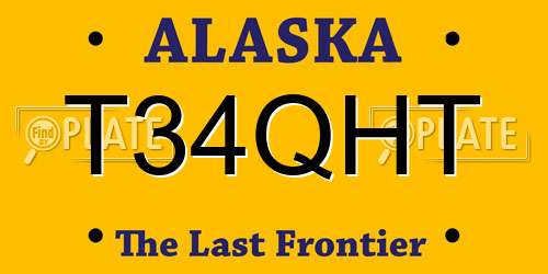 T34QHT Alaska License Plate