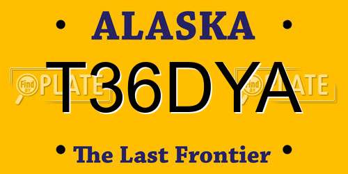 T36DYA Alaska License Plate