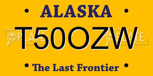 T50OZW Alaska License Plate