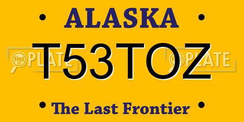T53TOZ Alaska License Plate