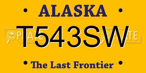 T543SW Alaska License Plate