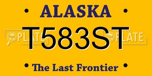 T583ST Alaska License Plate