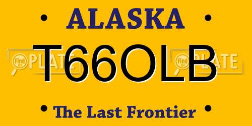 T66OLB Alaska License Plate
