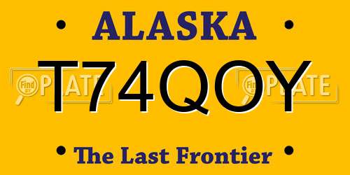 T74QOY Alaska License Plate