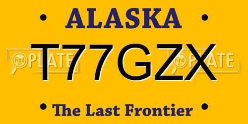 T77GZX Alaska License Plate