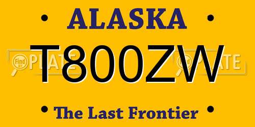 T800ZW Alaska License Plate
