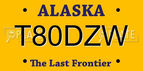 T80DZW Alaska License Plate