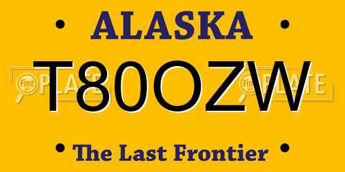 T80OZW Alaska License Plate