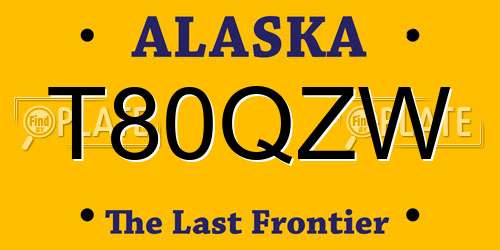 T80QZW Alaska License Plate