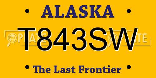 T843SW Alaska License Plate