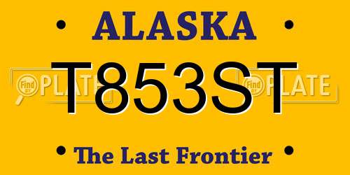 T853ST Alaska License Plate