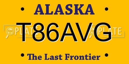 T86AVG Alaska License Plate