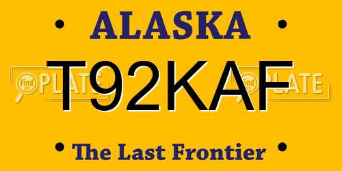 T92KAF Alaska License Plate