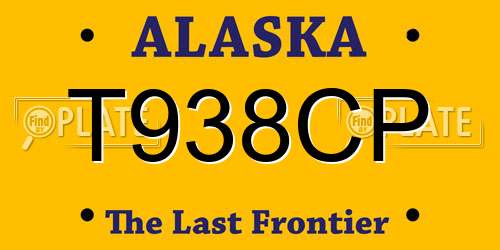 T938CP Alaska License Plate