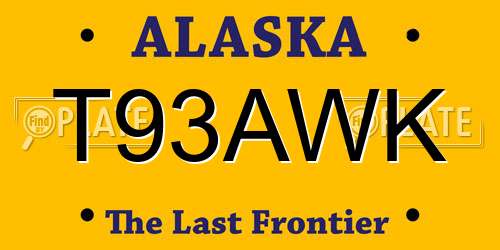 T93AWK Alaska License Plate