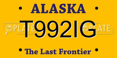 T992IG Alaska License Plate