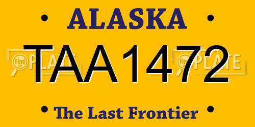 TAA1472 Alaska License Plate