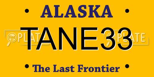 TANE33 Alaska License Plate