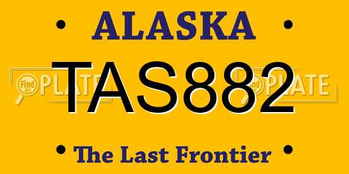 TAS882 Alaska License Plate