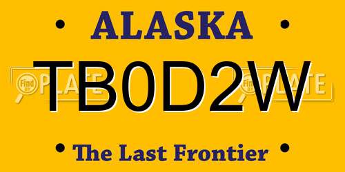 TB0D2W Alaska License Plate