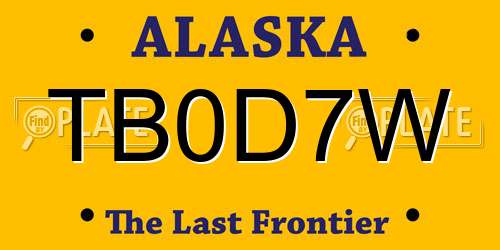 TB0D7W Alaska License Plate
