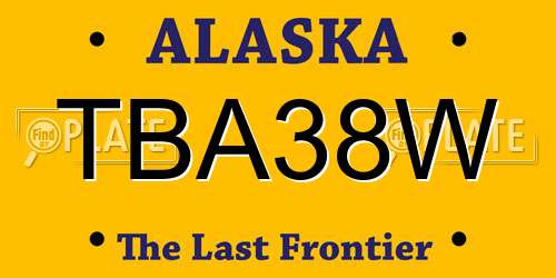 TBA38W Alaska License Plate