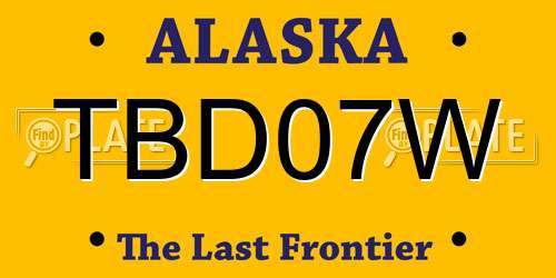 TBD07W Alaska License Plate