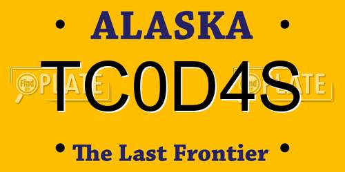 TC0D4S Alaska License Plate
