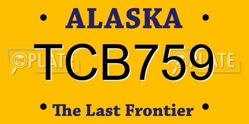 TCB759 Alaska License Plate