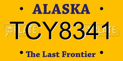TCY8341 Alaska License Plate
