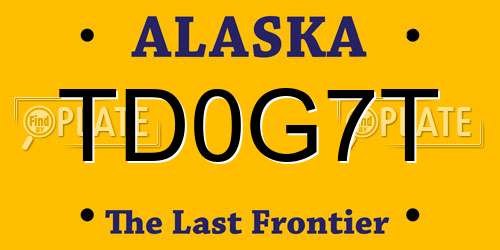 TD0G7T Alaska License Plate