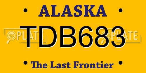 TDB683 Alaska License Plate