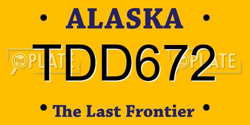 TDD672 Alaska License Plate