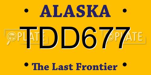 TDD677 Alaska License Plate