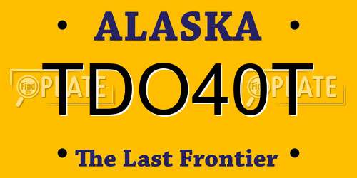 TDO40T Alaska License Plate