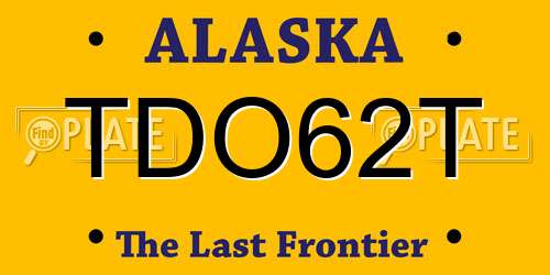 TDO62T Alaska License Plate