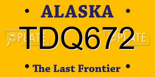 TDQ672 Alaska License Plate